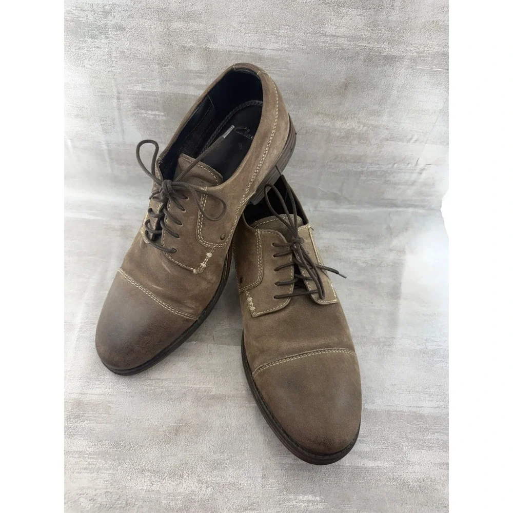 Clarks Men 66124 Brown Leather Cap Toe Derby Oxford Shoes Size 10M